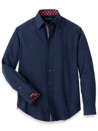 Performance Stretch Solid Casual Shirt - Navy