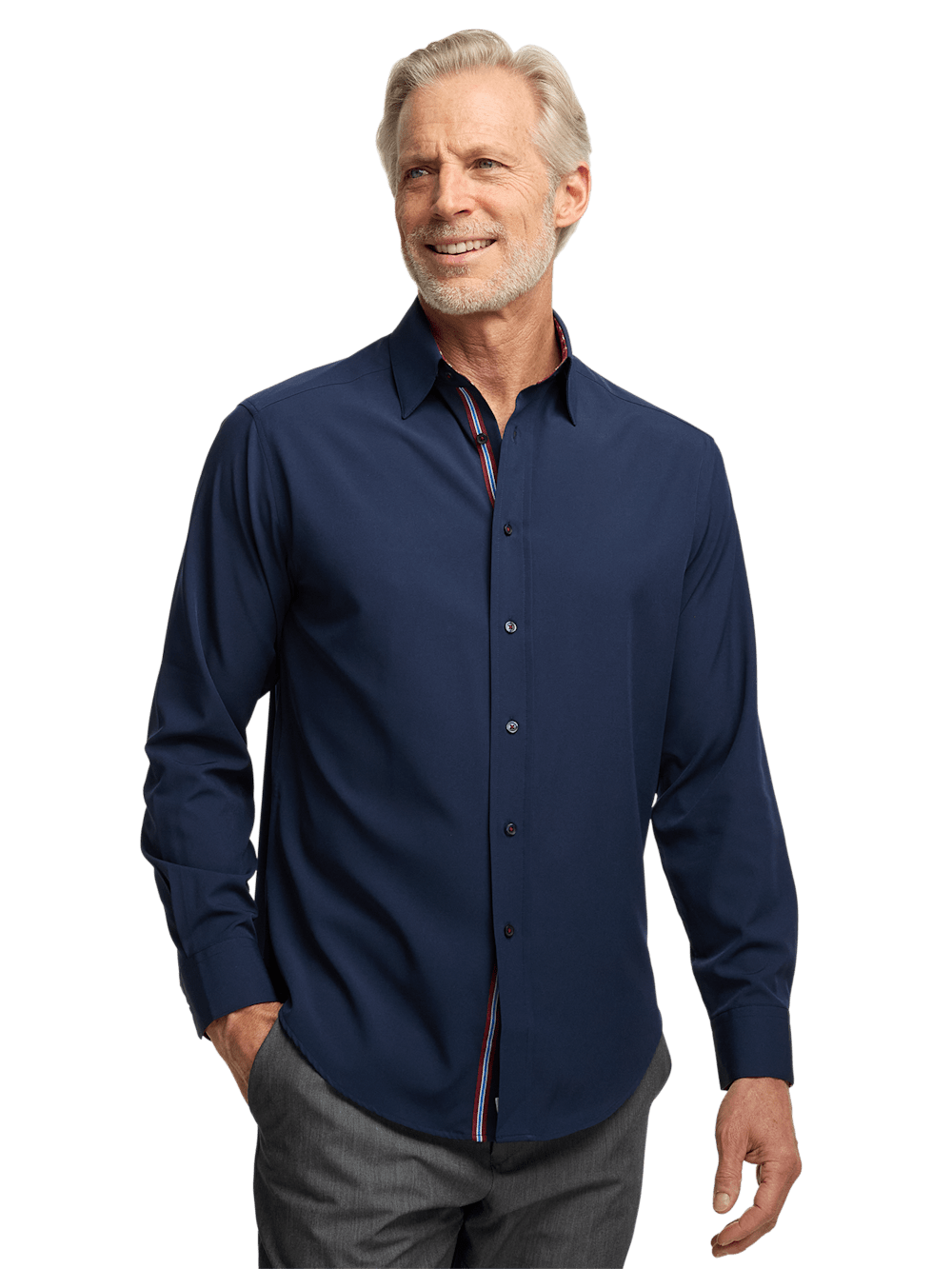 Alternate Image of Polyester/spandex Solid Casual Shirt-1