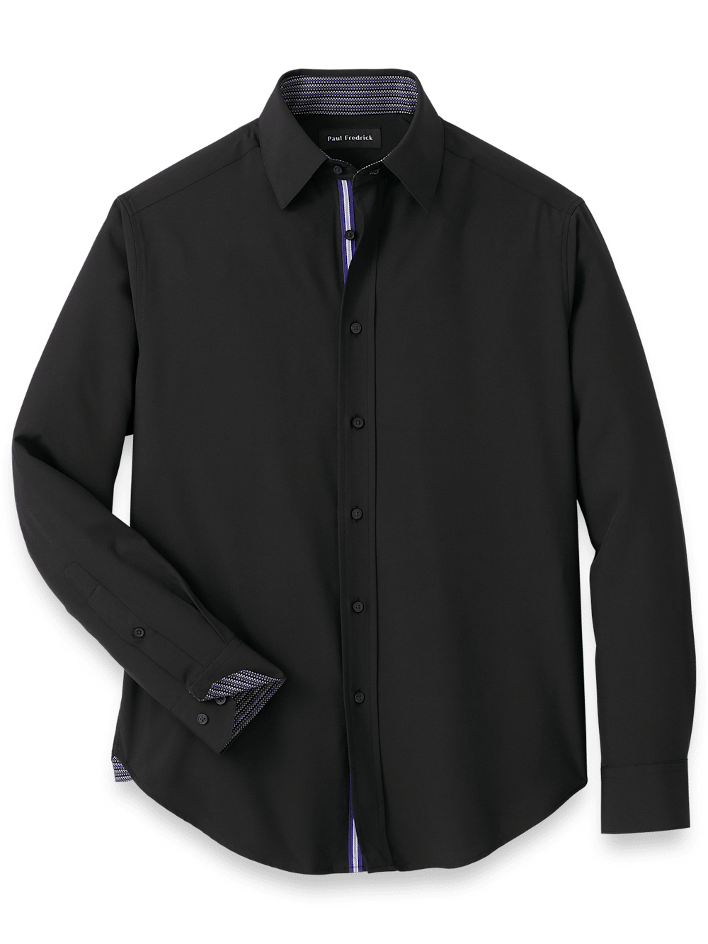 Product Image of Polyester/spandex Solid Casual Shirt-Black