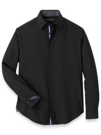 Polyester/spandex Solid Casual Shirt - Black