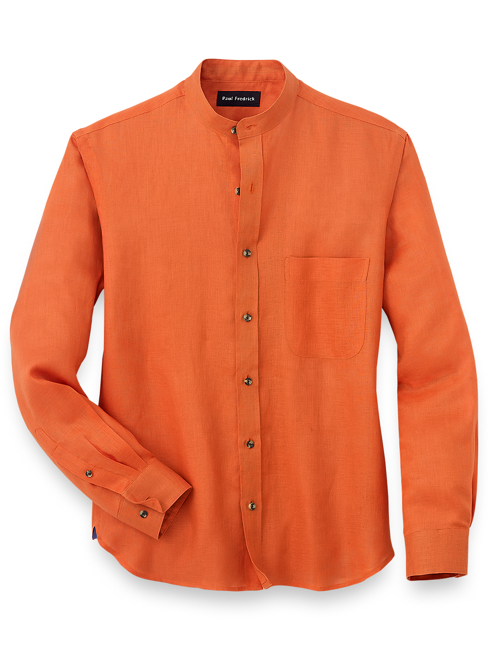 Product Image of Linen Solid Casual Shirt-Orange