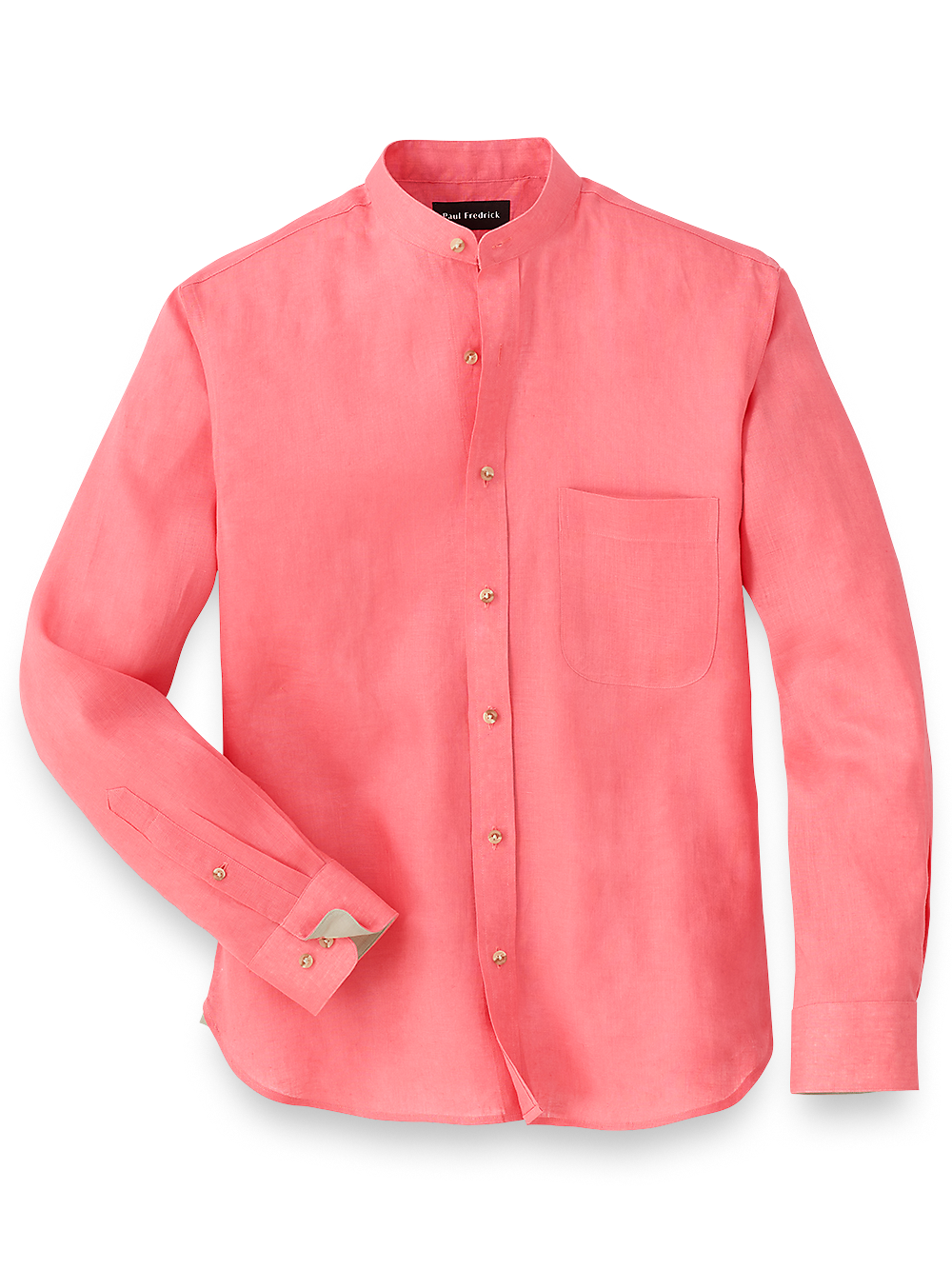 Product Image of Linen Solid Casual Shirt-Coral