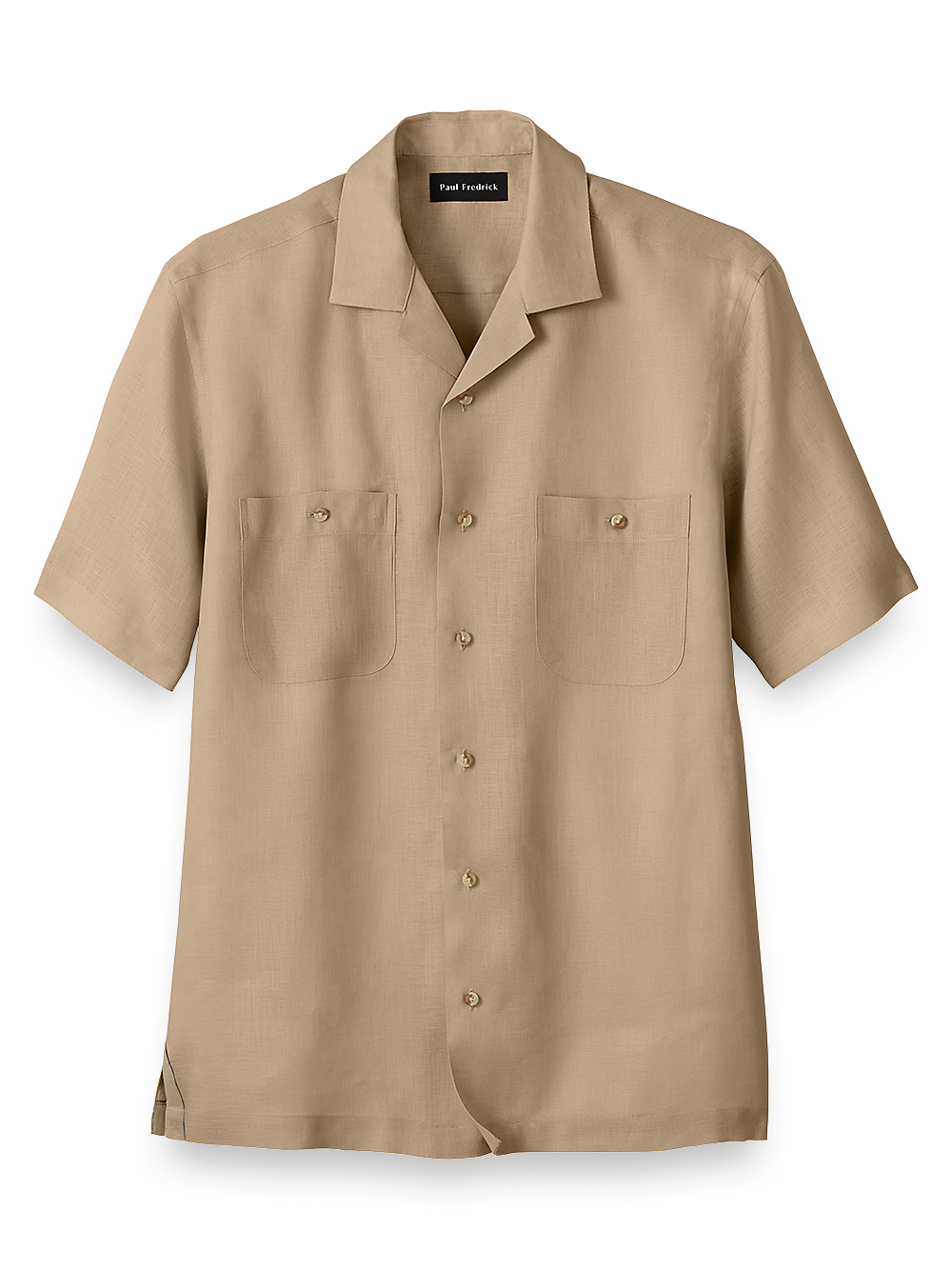 Product Image of Linen Solid Casual Shirt-Khaki