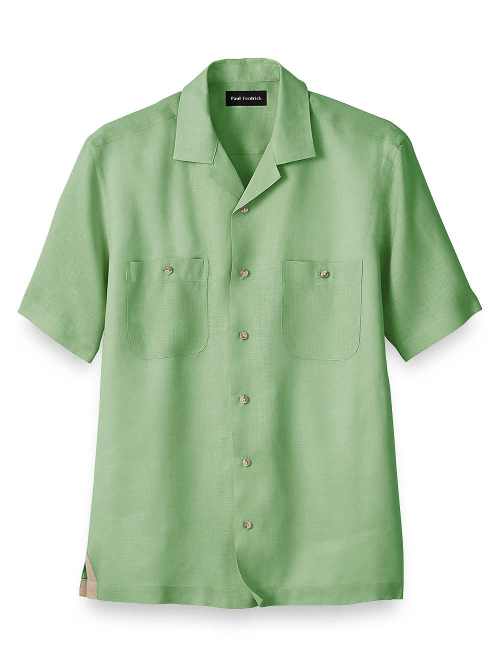 Product Image of Linen Solid Casual Shirt-Green