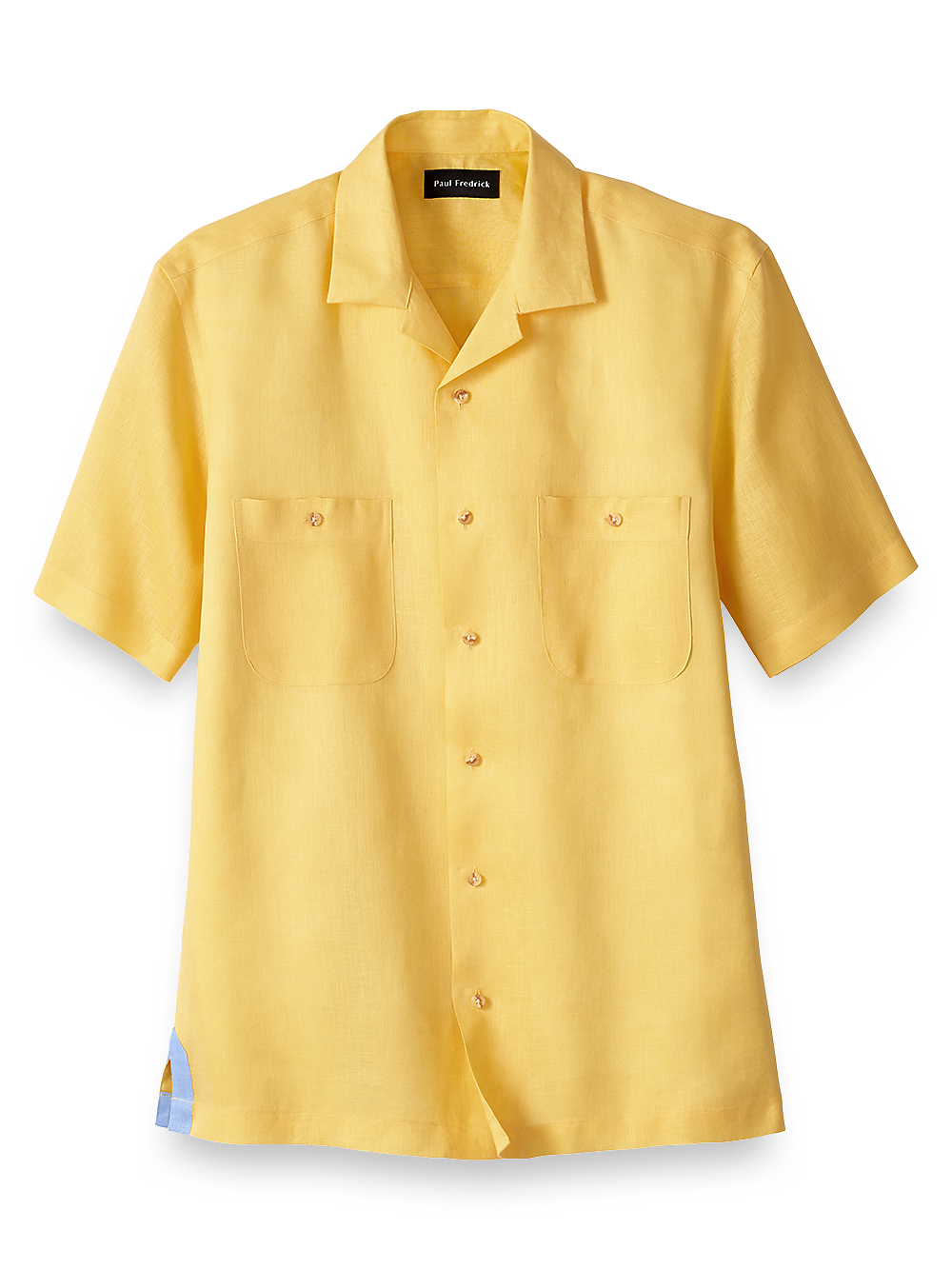 Product Image of Linen Solid Casual Shirt-Yellow