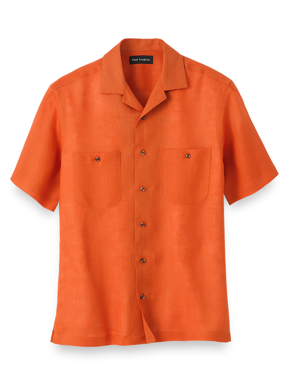 Product Image of Linen Solid Casual Shirt-Orange