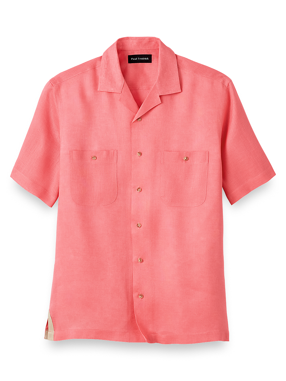 Product Image of Linen Solid Casual Shirt-Coral