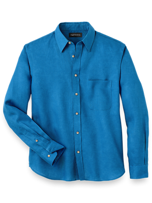 Linen Solid Casual Shirt - Dark Blue