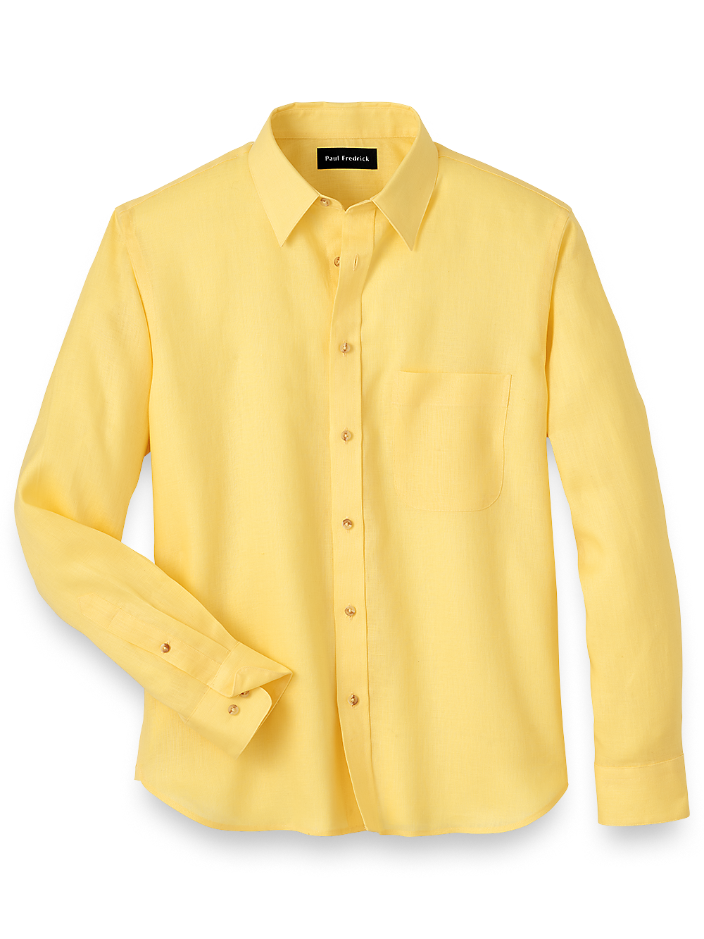 Product Image of Linen Solid Casual Shirt-Yellow