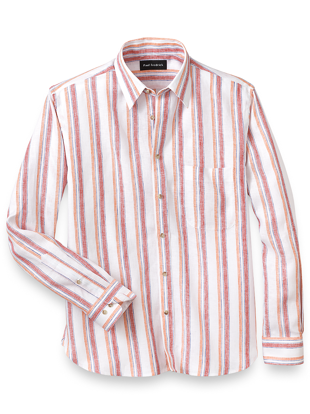 Product Image of Linen Stripe Casual Shirt-White Multi