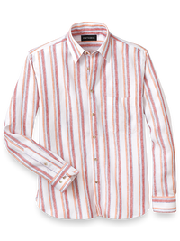 Linen Stripe Casual Shirt - White Multi