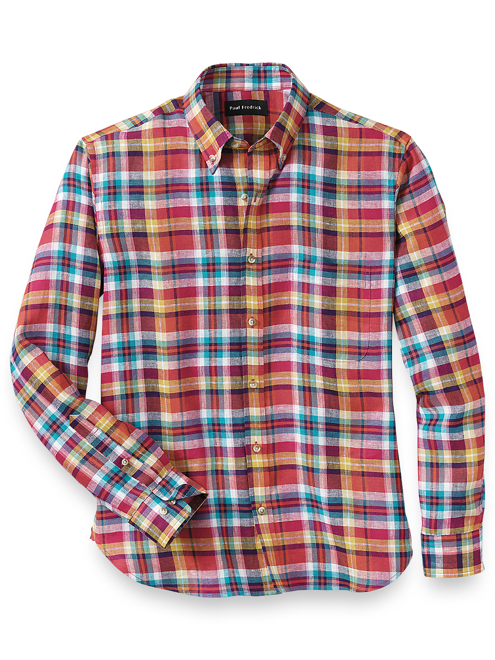 Product Image of Linen Plaid Casual Shirt-Multi