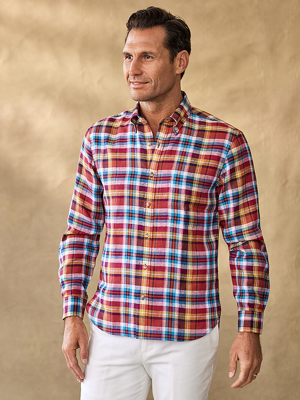 Alternate Image of Linen Plaid Casual Shirt-1