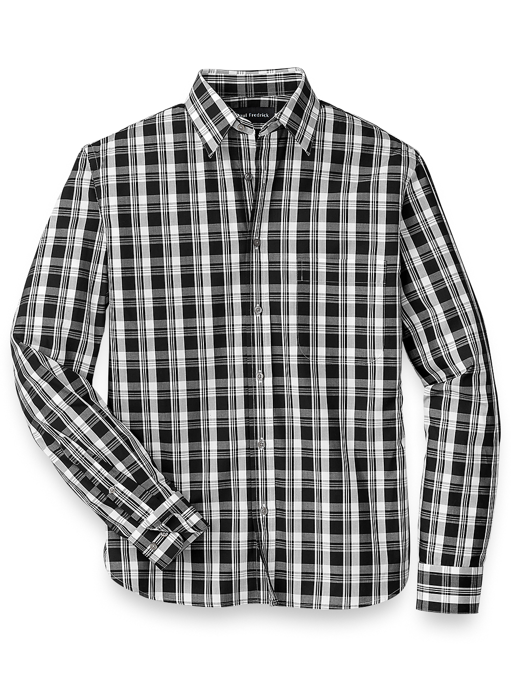 Product Image of Cotton Plaid Casual Shirt-White/Black