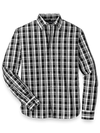 Cotton Plaid Casual Shirt - White/black