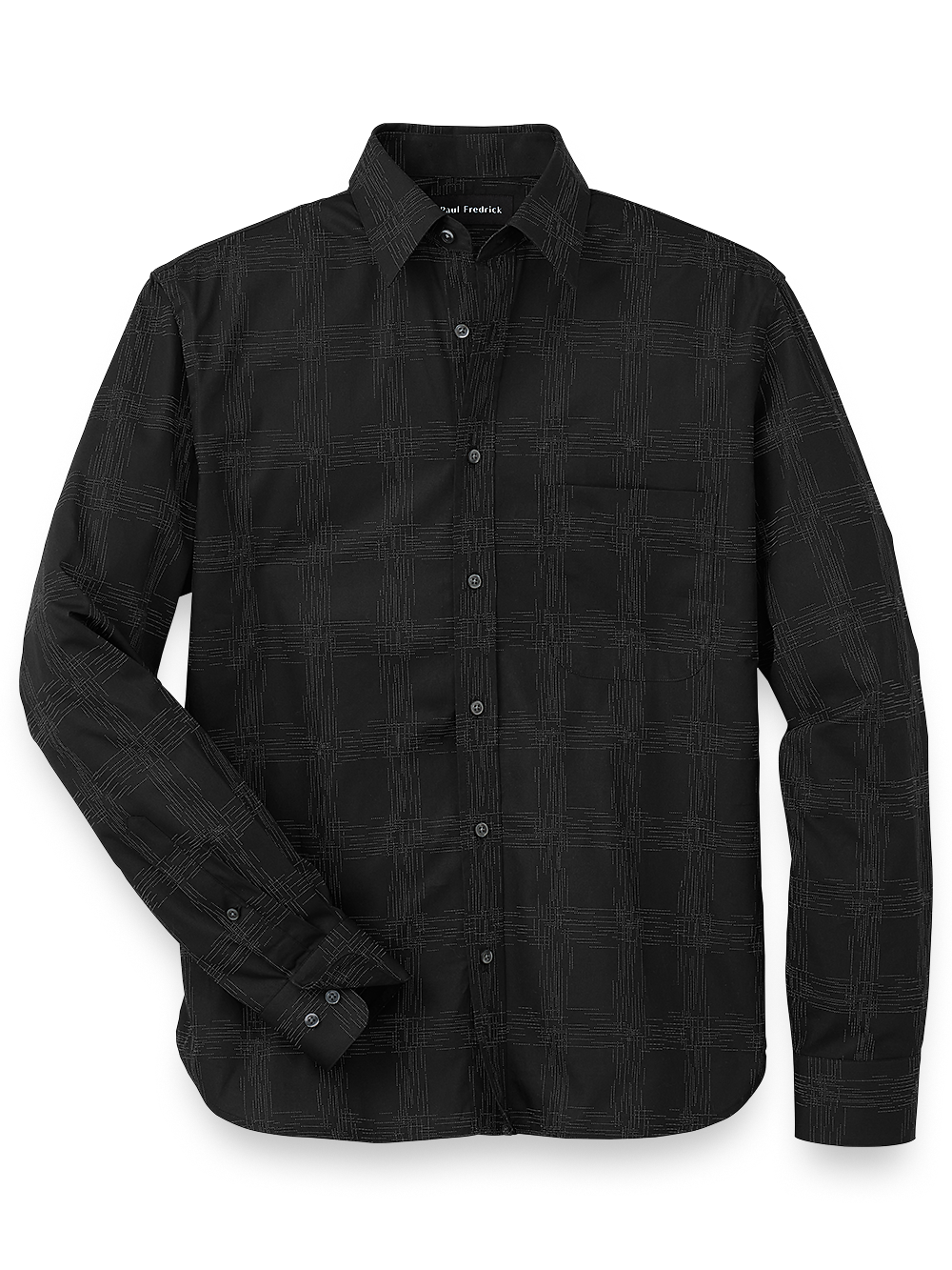 Product Image of Cotton Check Print Casual Shirt-Black