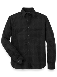 Cotton Check Print Casual Shirt - Black