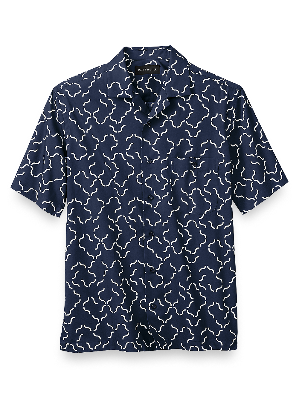 Product Image of Cotton Deco Print Casual Shirt-Navy