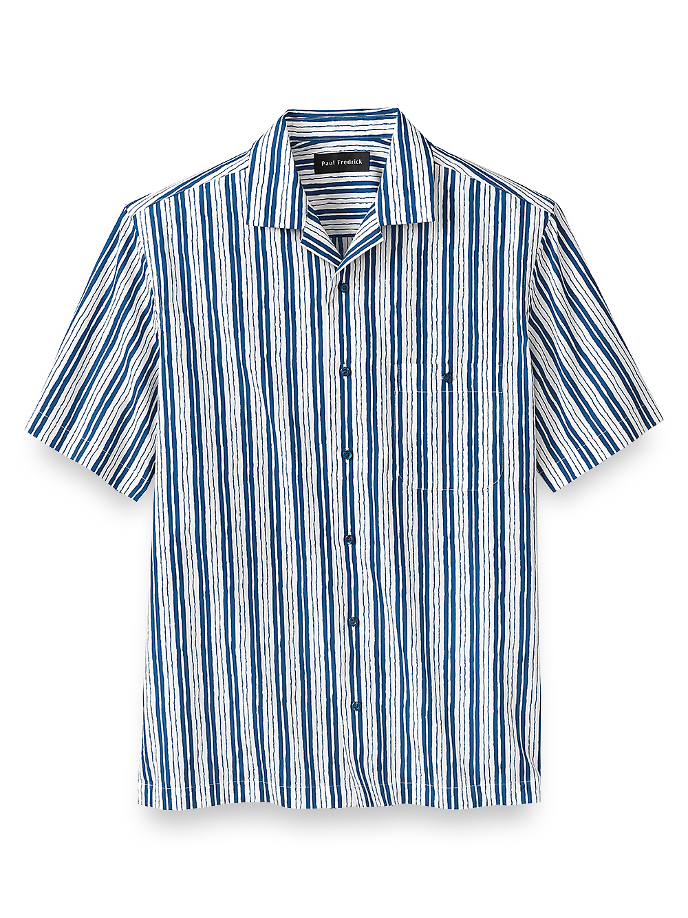 Product Image of Cotton Stripe Print Casual Shirt-White/Blue