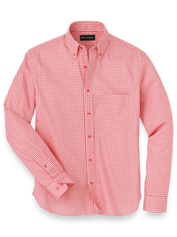 Cotton Gingham Casual Shirt - Coral