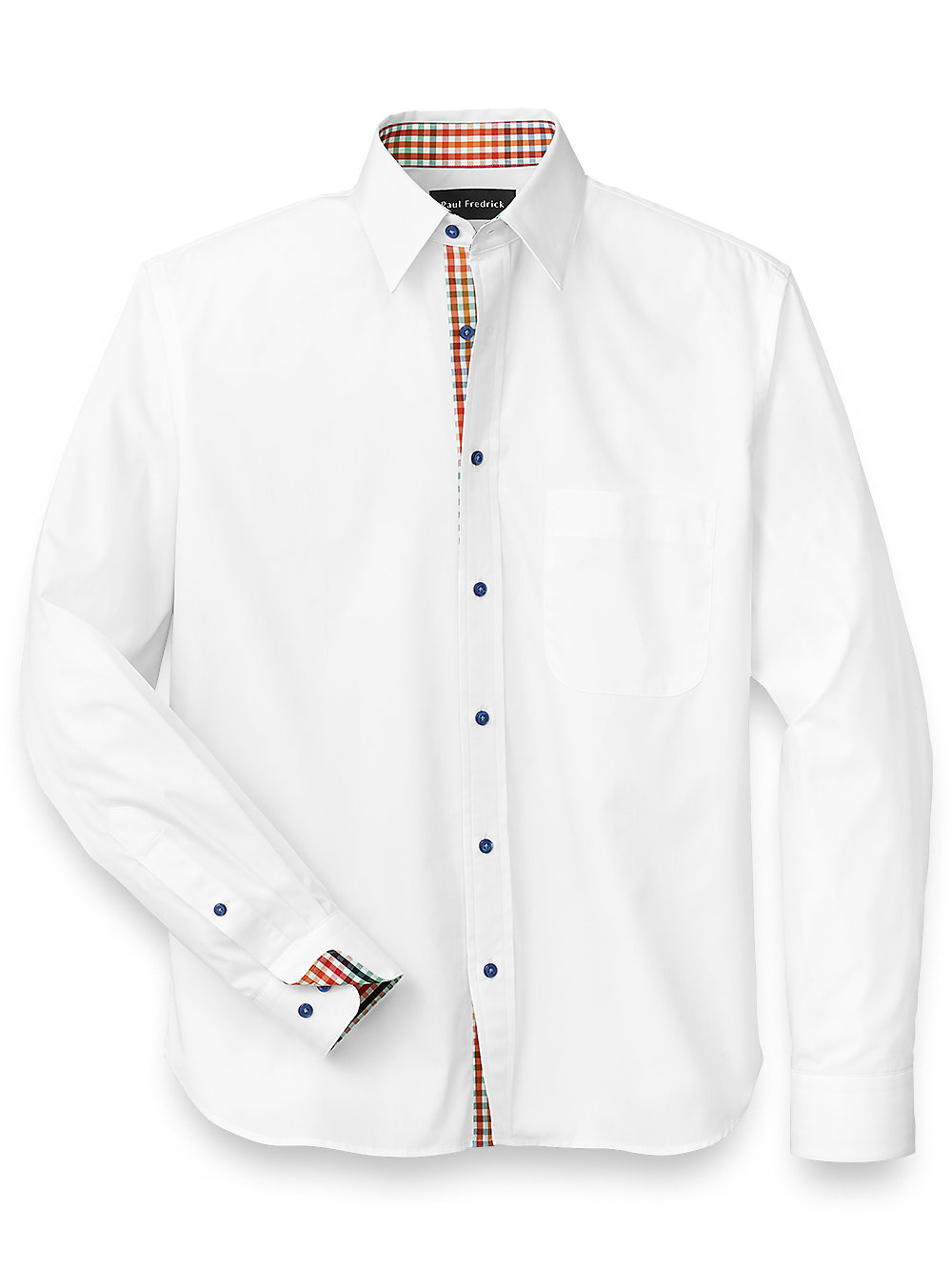 Product Image of Cotton Solid Casual Shirt With Contrast Trim-White