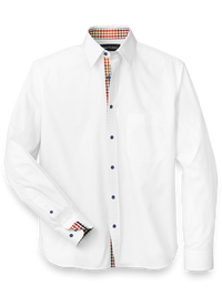 Cotton Solid Casual Shirt With Contrast Trim - White