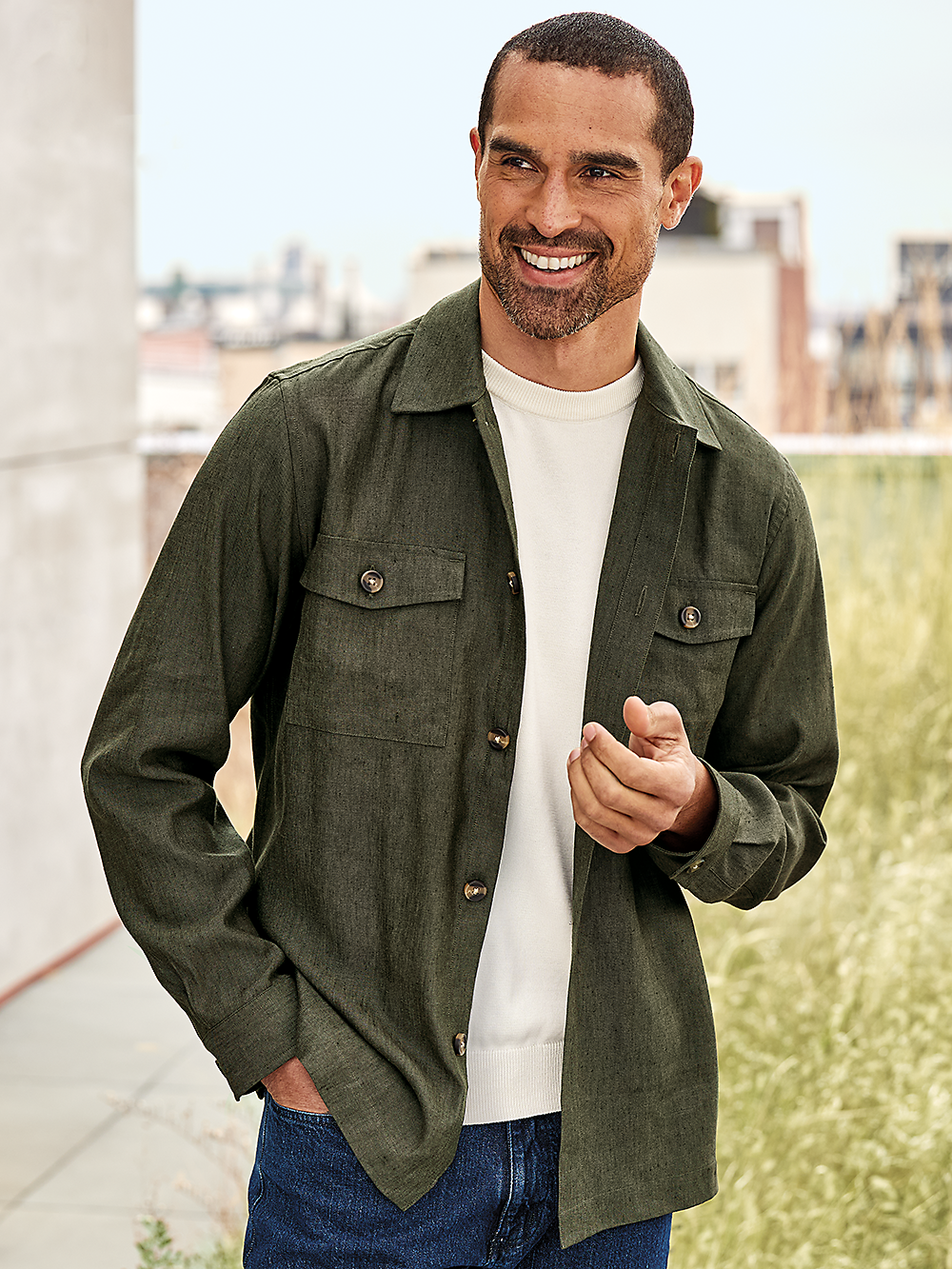 Alternate Image of Linen Blend Solid Overshirt-1