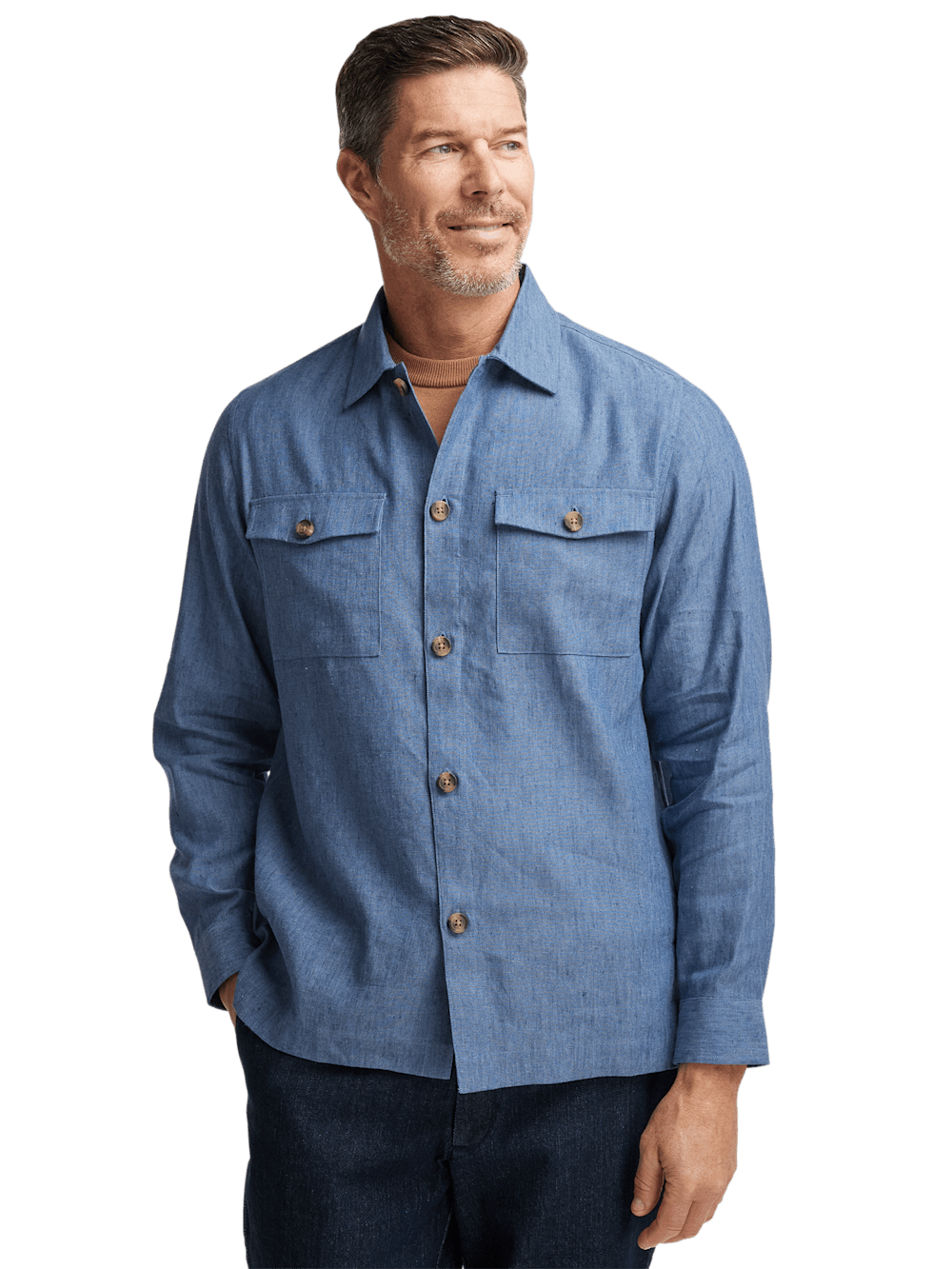 Alternate Image of Linen Blend Solid Overshirt-1