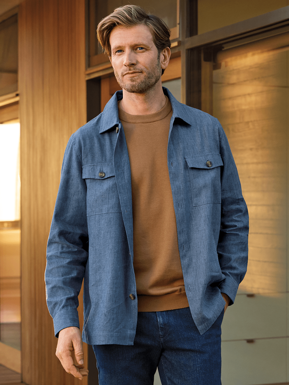 Alternate Image of Linen Blend Solid Overshirt-8