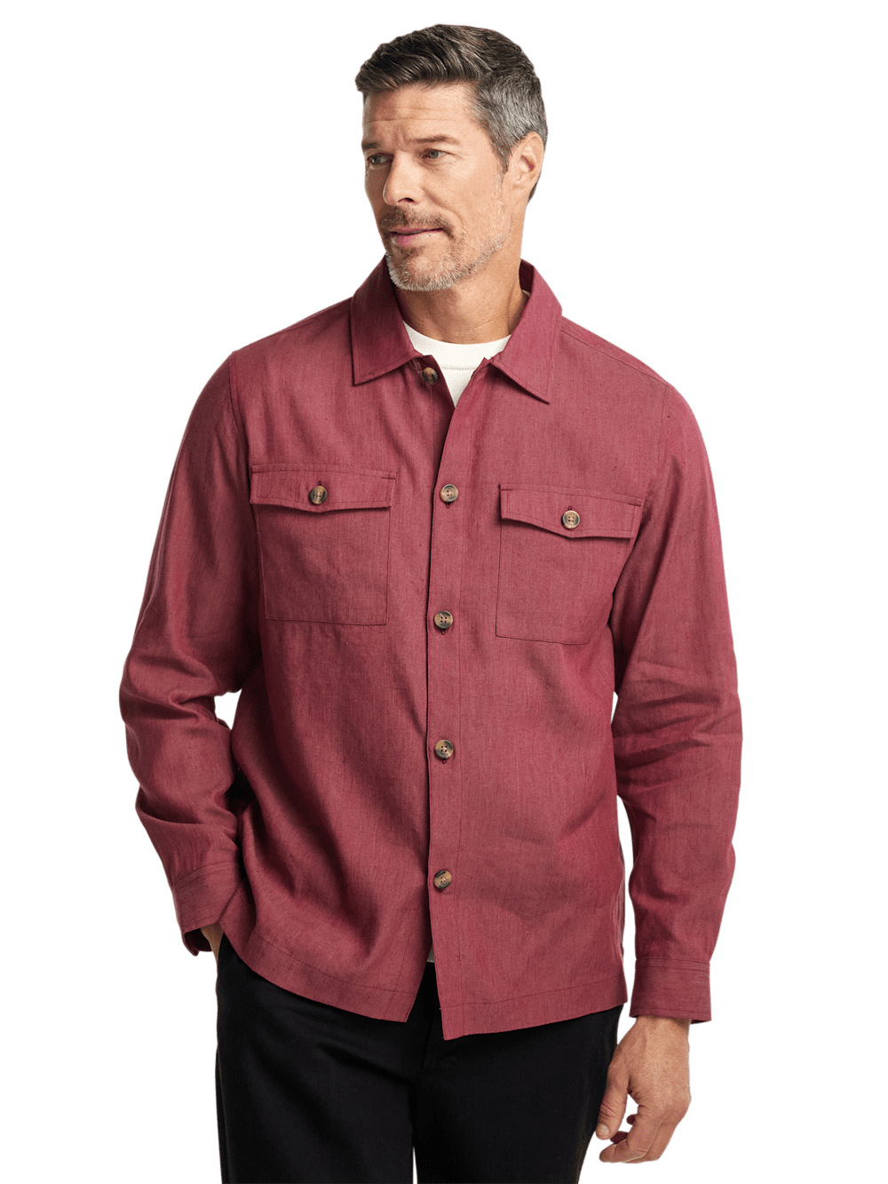 Alternate Image of Linen Blend Solid Overshirt-1