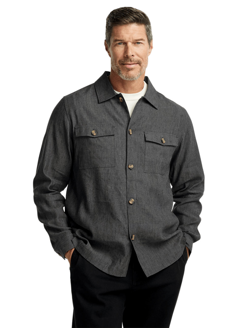 Alternate Image of Linen Blend Solid Overshirt-1