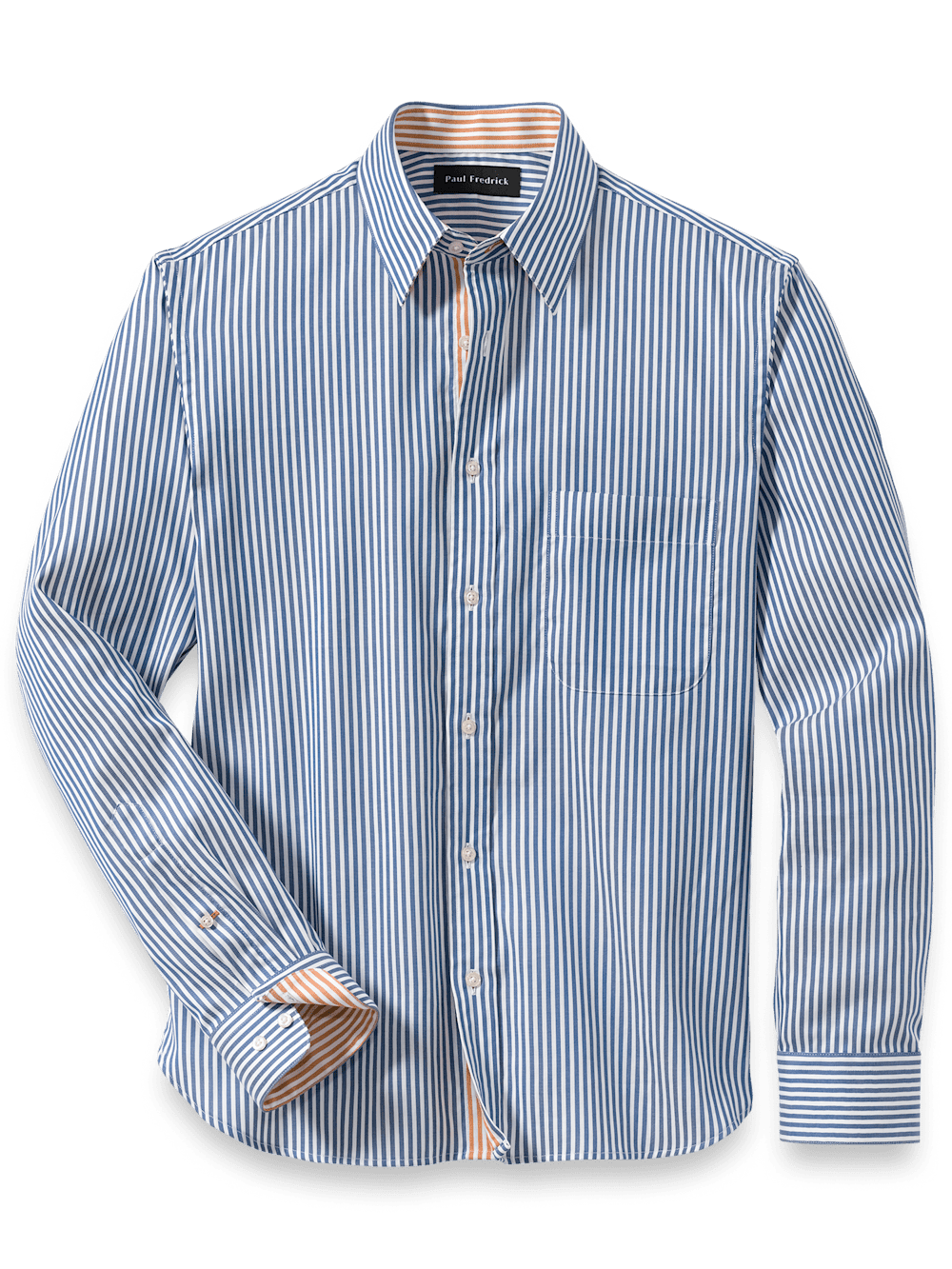 Product Image of Cotton Stripe Casual Shirt-Blue/Orange