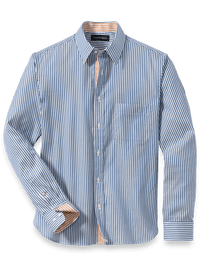 Cotton Stripe Casual Shirt - Blue/orange