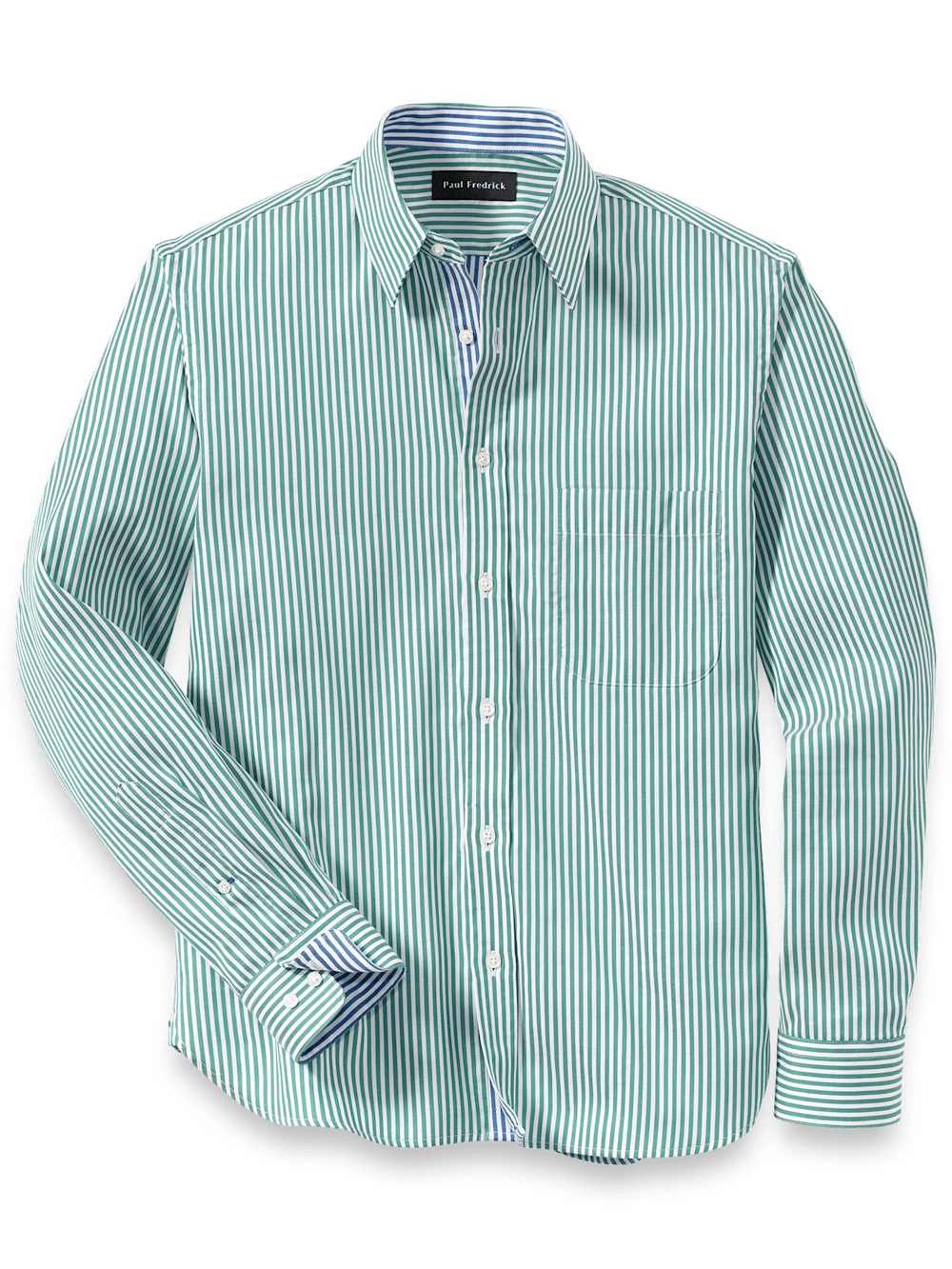 Product Image of Cotton Stripe Casual Shirt-Green/Blue