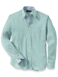 Cotton Stripe Casual Shirt - Green/blue