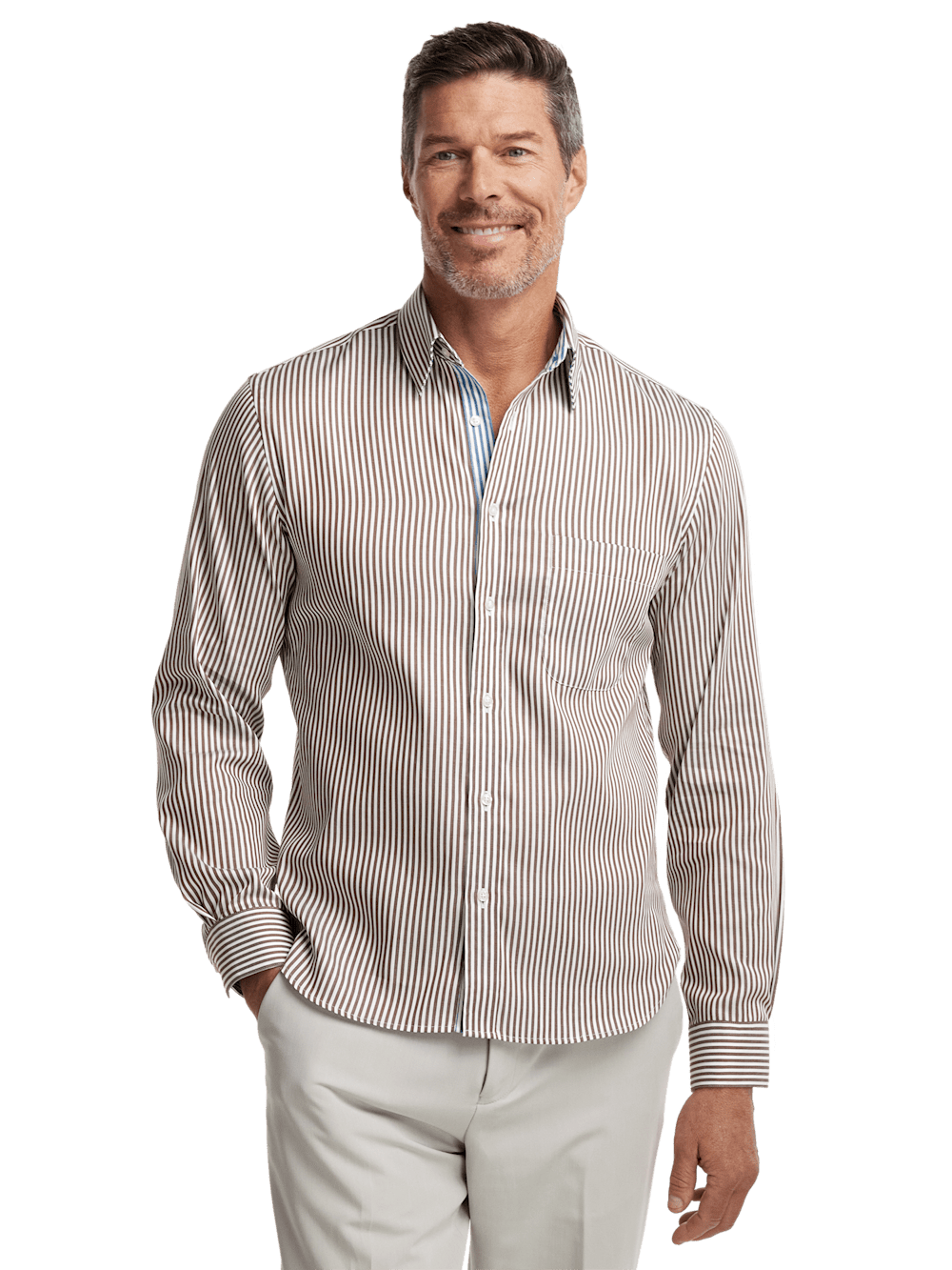 Alternate Image of Cotton Stripe Casual Shirt-1