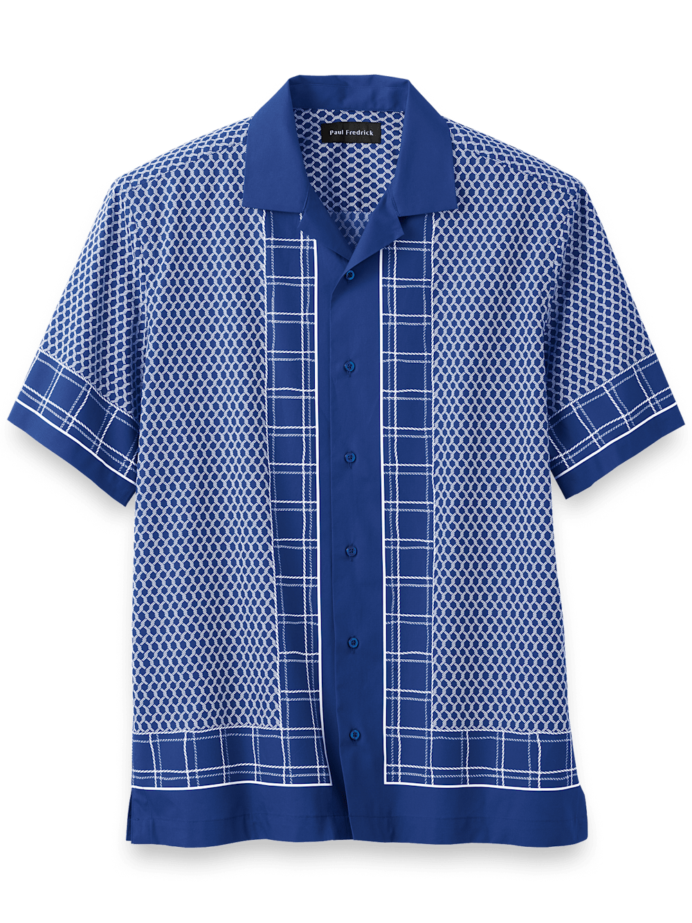 Product Image of Cotton Border Print Casual Shirt-Blue