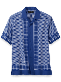 Cotton Border Print Casual Shirt - Blue