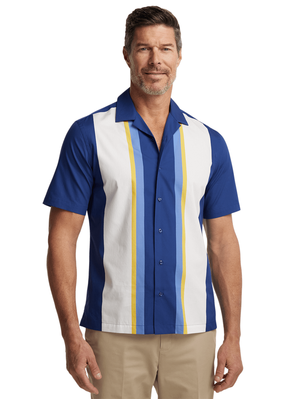 Alternate Image of Cotton Stripe Border Print Casual Shirt-1