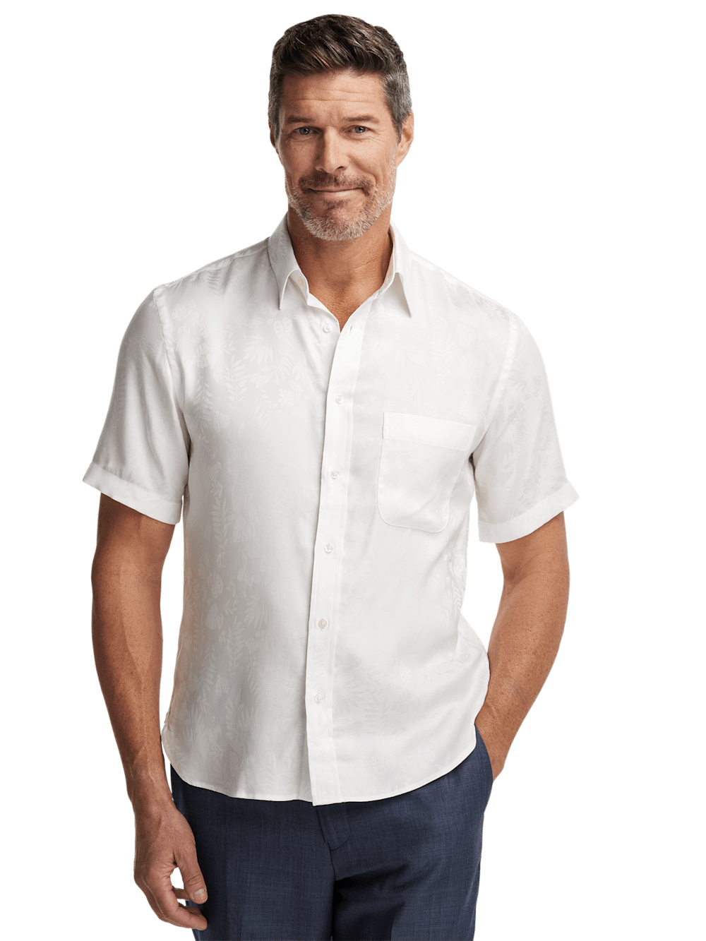 Alternate Image of Lyocell Solid Jacquard Casual Shirt-1