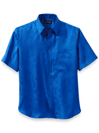 Lyocell Solid Jacquard Casual Shirt - Blue