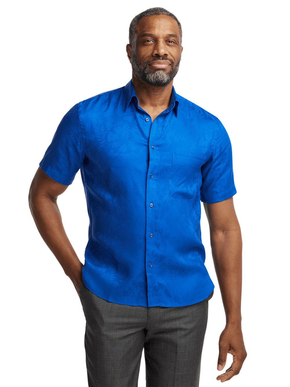 Alternate Image of Lyocell Solid Jacquard Casual Shirt-1