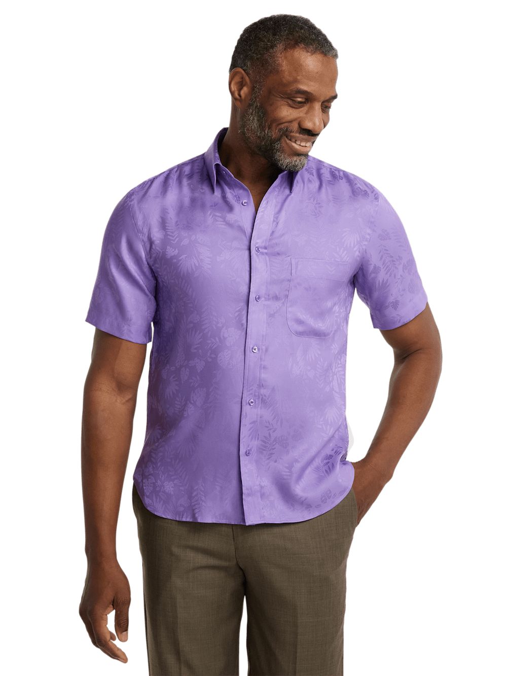 Alternate Image of Lyocell Solid Jacquard Casual Shirt-1