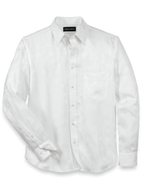 Lyocell Solid Jacquard Casual Shirt - White