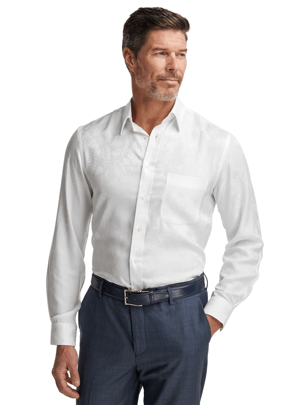 Alternate Image of Lyocell Solid Jacquard Casual Shirt-1