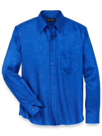 Lyocell Solid Jacquard Casual Shirt - Blue