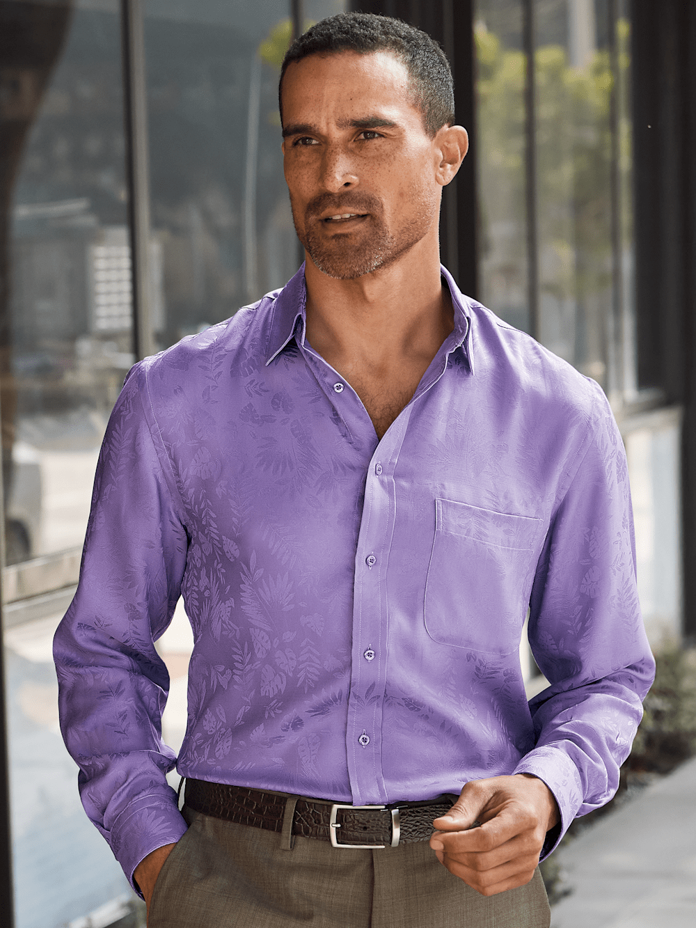 Alternate Image of Lyocell Solid Jacquard Casual Shirt-8