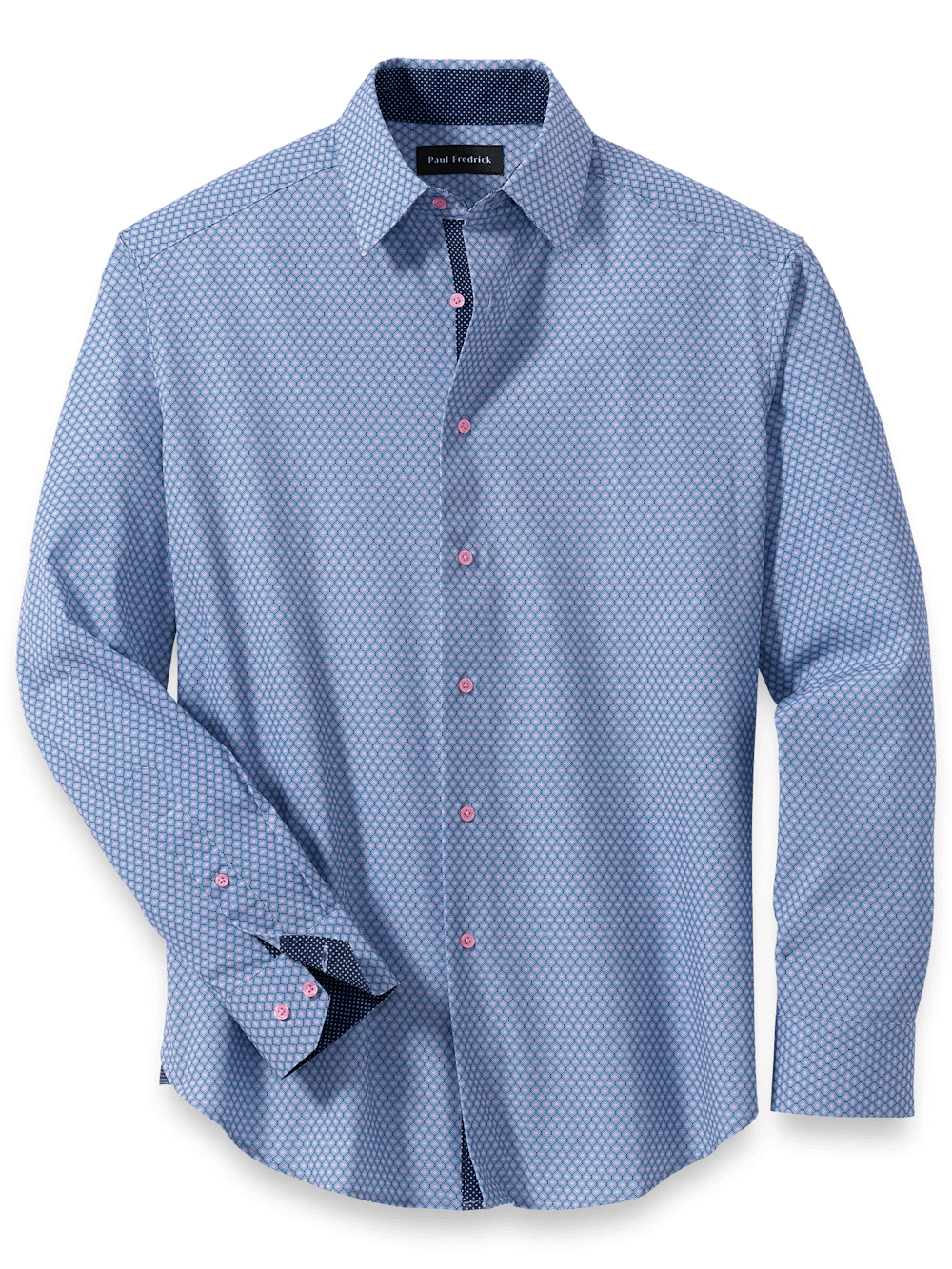 Product Image of Performance Stretch Geometric Casual Shirt-Blue/Pink