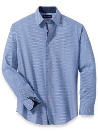 Performance Stretch Geometric Casual Shirt - Blue/pink