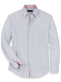 Performance Stretch Check Casual Shirt - Blue/pink